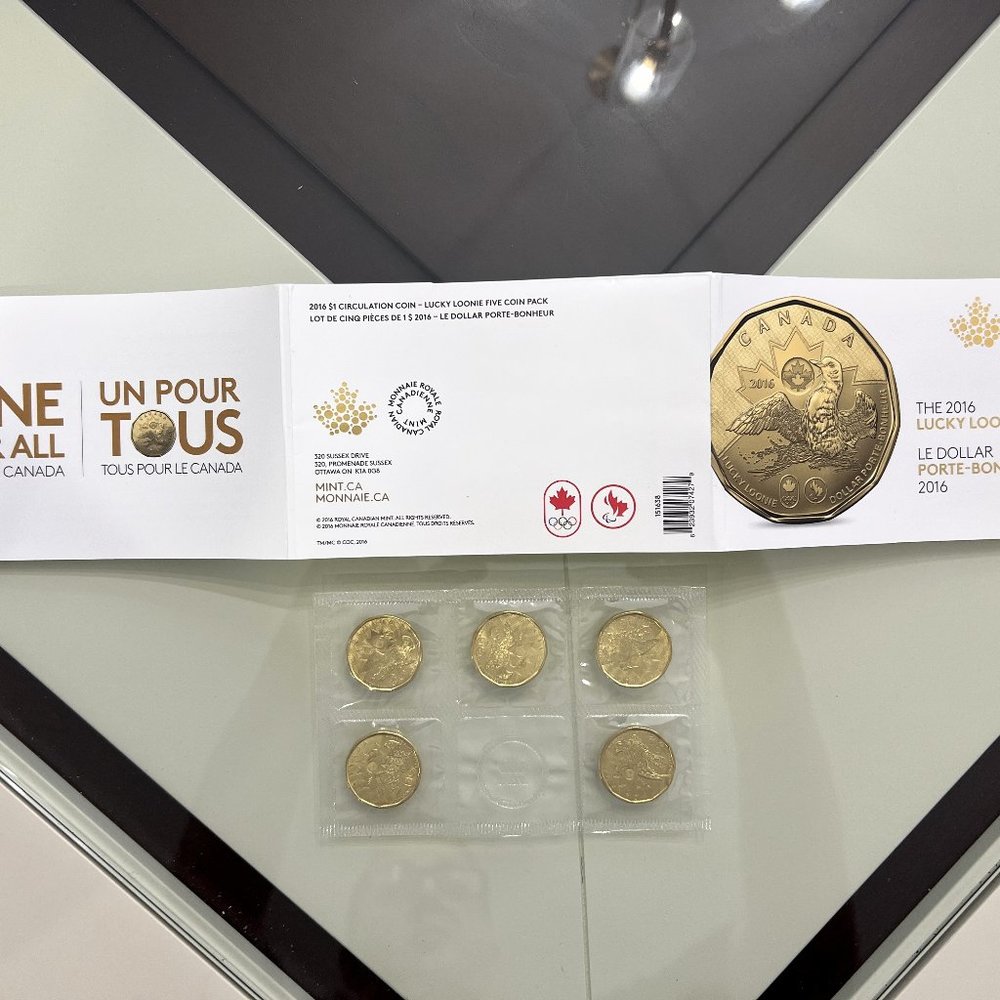 2016 Canada $1 Lucky Loonie 5-pack Olympic Coins!